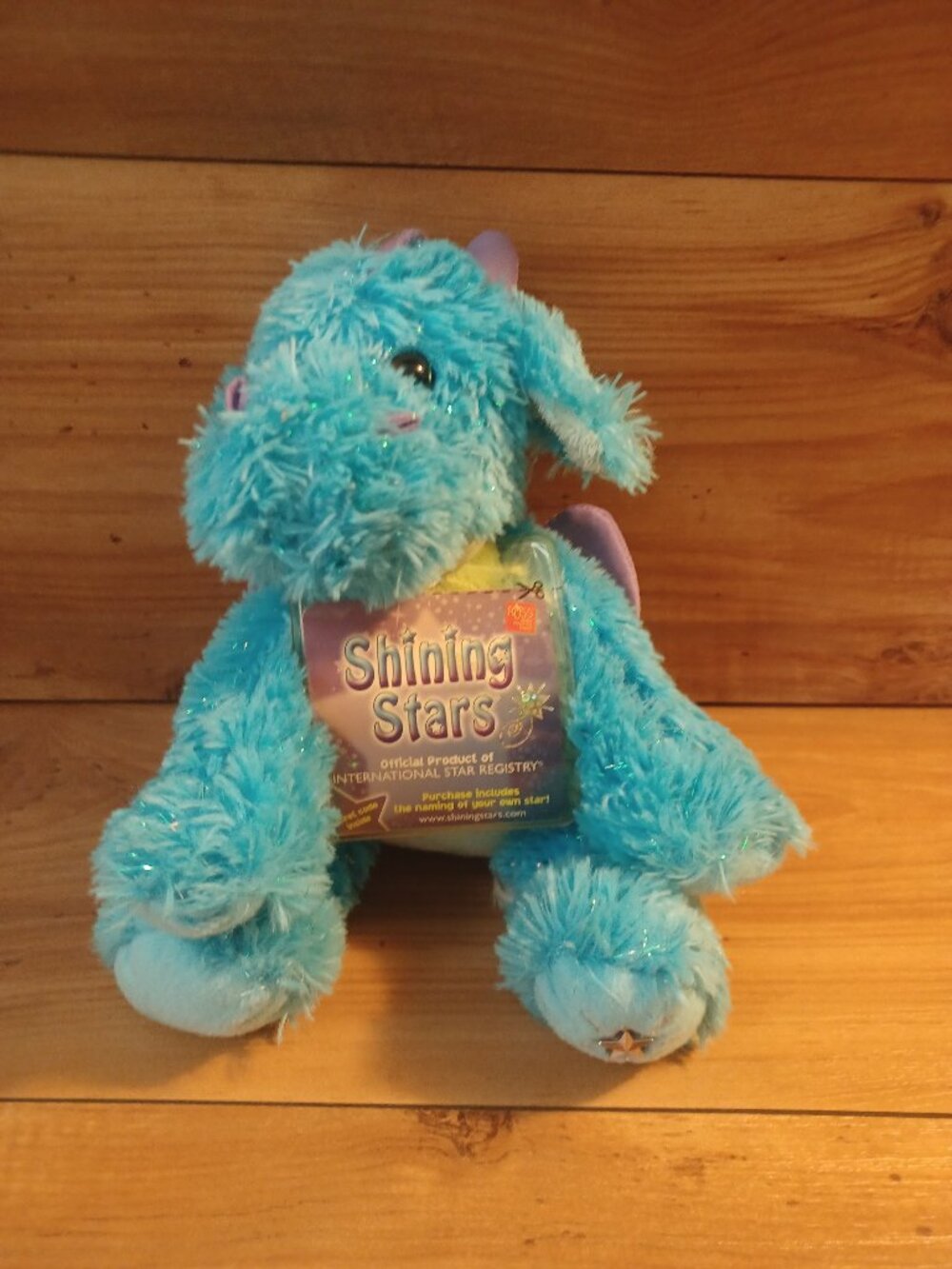 Russ Berrie Shinning Stars Blue Purple Dragon Plush Glitter